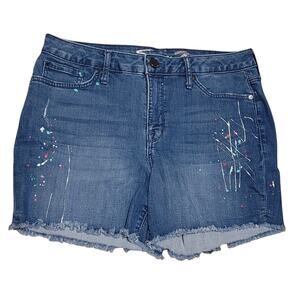 Seven7 Women's Weekend High-Rise Pollack Denim Shorts with Raw Hem Size 12 EUC